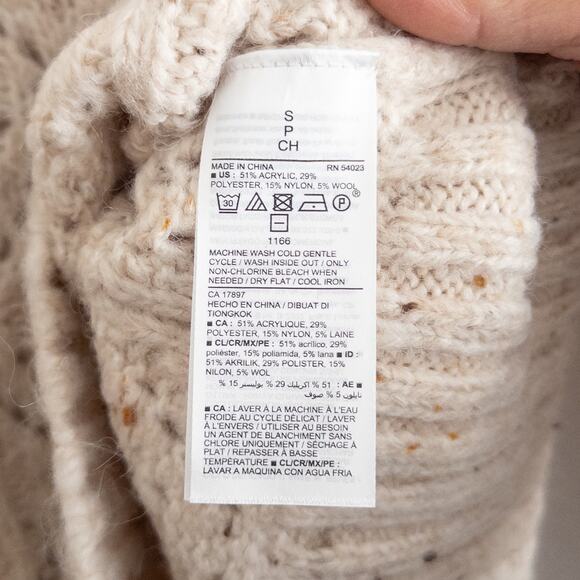 Old Navy Sweater Set To Taupe Wool Blend Pointelle Pullover Size Small - Picture 7 of 8